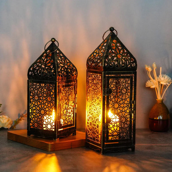 Laterne OriLum | Orientalisches Design in Bronze | Handgefertigt aus Metall | 25–29 cm Höhe
