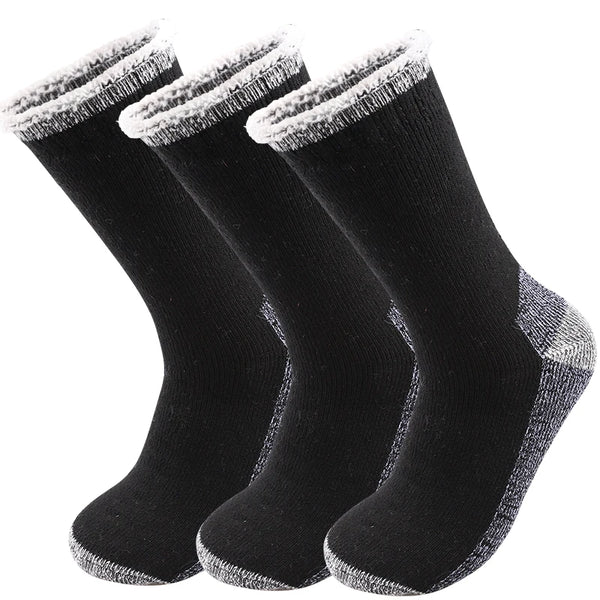 Merino Wollsocken Herren | Winter Thermo | 3er Pack | Frottee-Innenfutter & Mittel-Lang