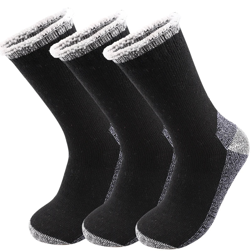 Merino Wollsocken Herren | Winter Thermo | 3er Pack | Frottee-Innenfutter & Mittel-Lang