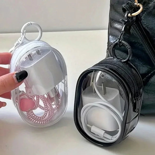 ClearPod Mini | Transparente Aufbewahrungstasche | Stoßfest & Wasserdicht | Mit Schlüsselanhänger
