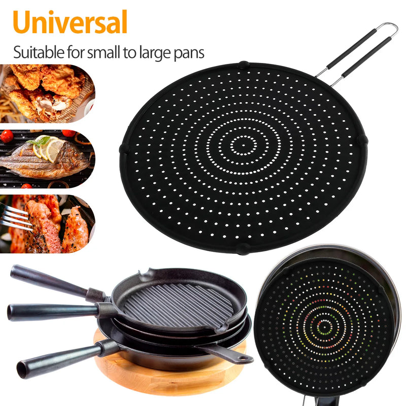 Spritzschutzdeckel CookSafe FlexGuard | Silikon & Edelstahl | Faltbarer Spritzschutz für Pfanne & Topf | 50×32 cm | Hitzebeständig & Spülmaschinenfest