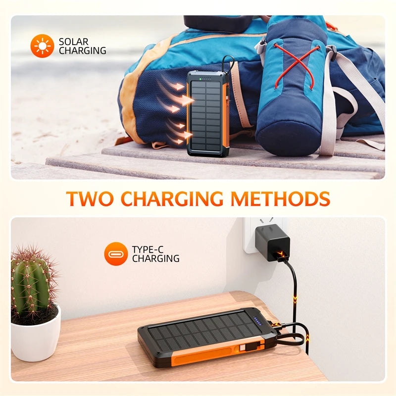 Voltaris MagCharge Solar Powerbank 10000mAh | Magnetisches Wireless Charging | 22,5W Schnellladefunktion | Mit Kabel & Taschenlampe | Für iPhone, Samsung & Co.