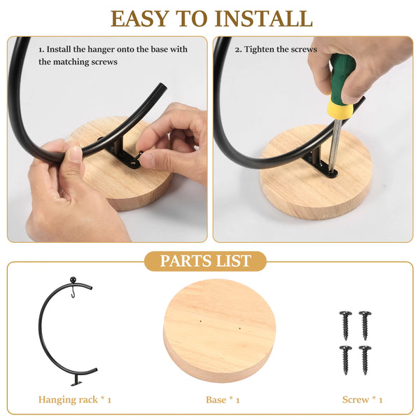 LunaFrucht Bananenhalter Mondform | Metall & Holz | Rostfrei & Stabil | 33×11,5 cm | Schwarz/Weiß