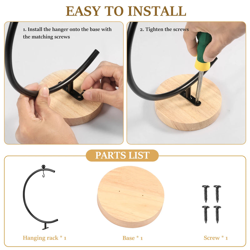 LunaFrucht Bananenhalter Mondform | Metall & Holz | Rostfrei & Stabil | 33×11,5 cm | Schwarz/Weiß