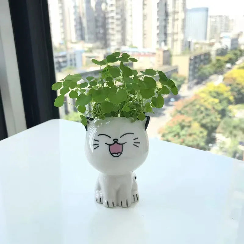 Keramik-Blumentopf MINIKATZ | Süßer Katzen-Deko-Topf | Mini Pflanztopf für Schreibtisch & DIY