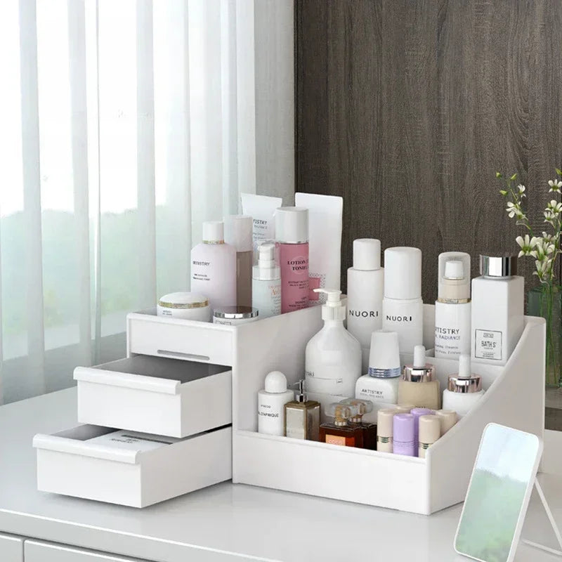 Cosmevo Kosmetik-Organizer mit Schubladen | Kompakte Schminkaufbewahrung für Bad & Schminktisch – Weiß, mobil & leicht zu reinigen
