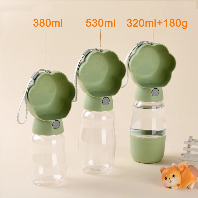PetGo DuoBottle | 2-in-1 Hundetrinkflasche & Futterspeicher | Auslaufsicher & Tragbar | Für Unterwegs, Spaziergang & Reisen