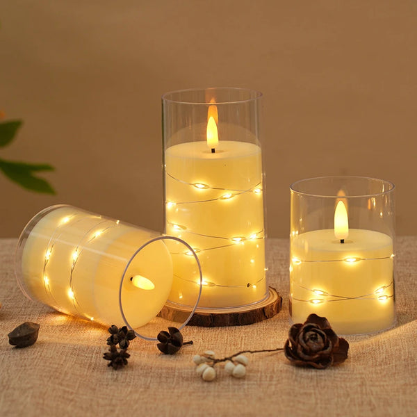 LumiFlame LED Kerze | Kupferdraht-Lichter | Echtwachseffekt | 10 / 12,5 / 15 cm | Batteriebetrieben