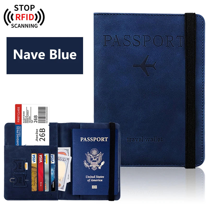 TRAVOLET Reise-Passhülle | RFID-Schutz | Unisex Design | PU-Leder | Inkl. Karten- & Dokumentenfächer