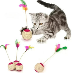 Katzenspielball SisaRoll Nature | Ø 6,5 cm | Aus Natur-Sisal | Kratzspielzeug & Krallenpflege | Farbe zufällig