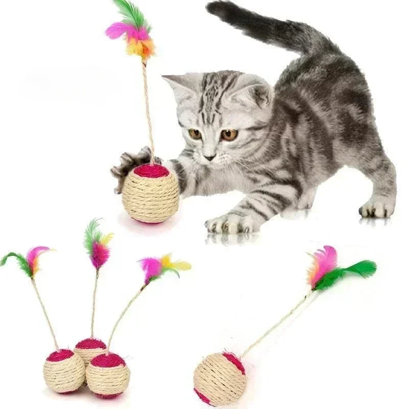 Katzenspielball SisaRoll Nature | Ø 6,5 cm | Aus Natur-Sisal | Kratzspielzeug & Krallenpflege | Farbe zufällig