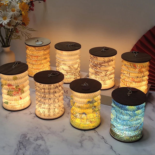Lunava Faltbare LED Tischlampe | USB Wiederaufladbar | Touch-Dimmung | Laternen-Design aus Dupont-Papier | 2W | 400 mAh Akku
