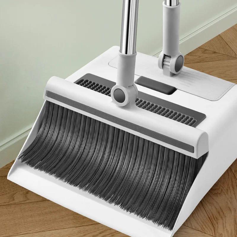 Cleanuvo 3-in-1 Kehrset | Besen mit Bodenbürste & Steh-Schaufel | Extra langer Griff & Haarabweisend | Haushalts-Reinigungsset