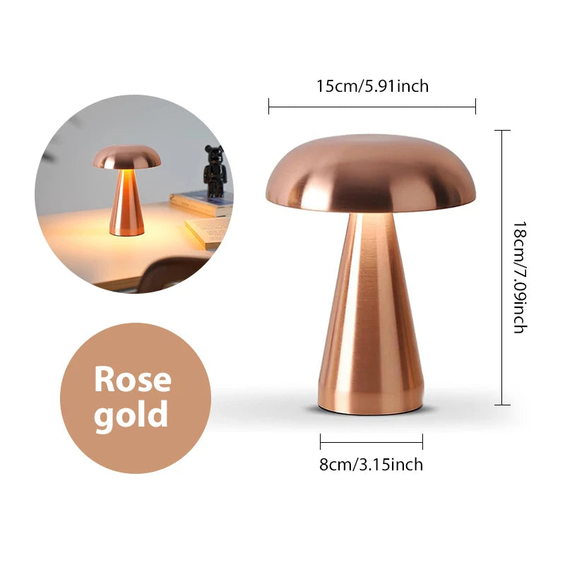 LumoShroom Tischlampe | Retro Pilz-Design | LED & Dimmbar | Wiederaufladbar