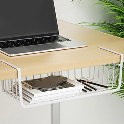 Cabvoro Hängekorb | Unterregal-Aufbewahrung | Metallgitter in Schwarz/Weiß | Für Küche, Schrank & Büro
