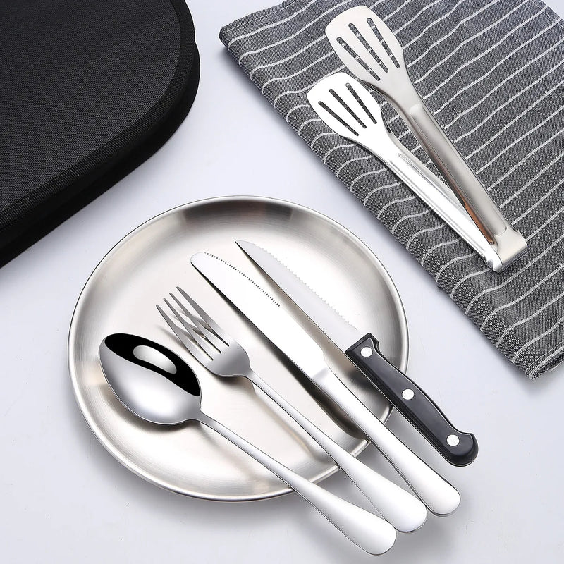 Camping Besteckset Silviora Gear | 10/20-teilig | Edelstahl | Für Outdoor, Picknick & Reisen