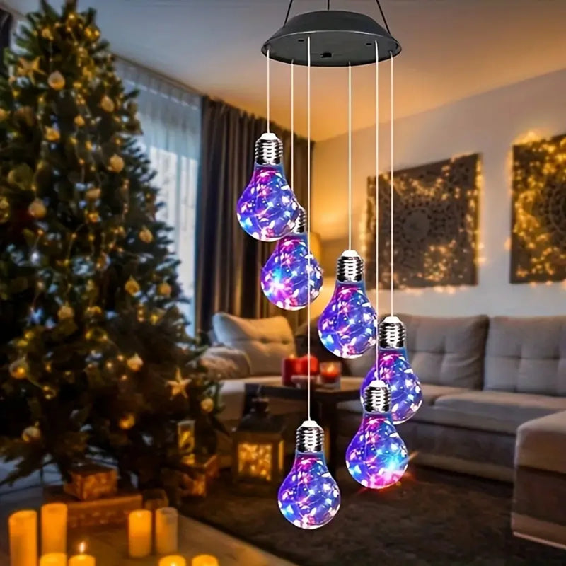 Lunavo Klanglicht Solar Windspiel mit Farbwechsel | 6 LED-Hängelampen | Für Garten, Balkon & Terrasse | Wetterfest & Dekorativ