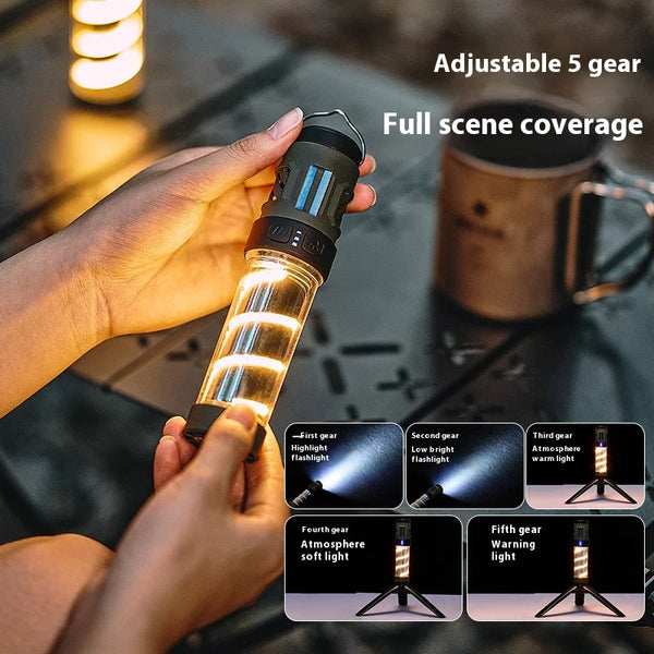 LumiGuard Trek+ Campinglampe mit Mückenschutz | Wiederaufladbar, LED-Taschenlampe & Stativ | 5 Lichtmodi & Powerbank-Funktion – IP44
