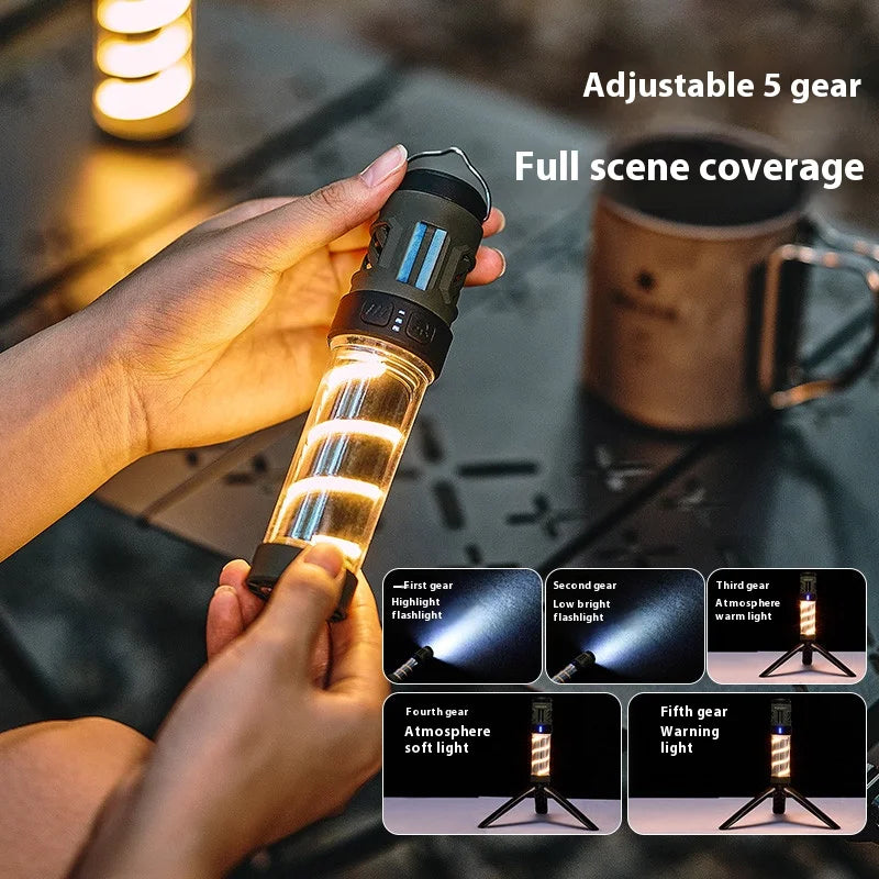 LumiGuard Trek+ Campinglampe mit Mückenschutz | Wiederaufladbar, LED-Taschenlampe & Stativ | 5 Lichtmodi & Powerbank-Funktion – IP44