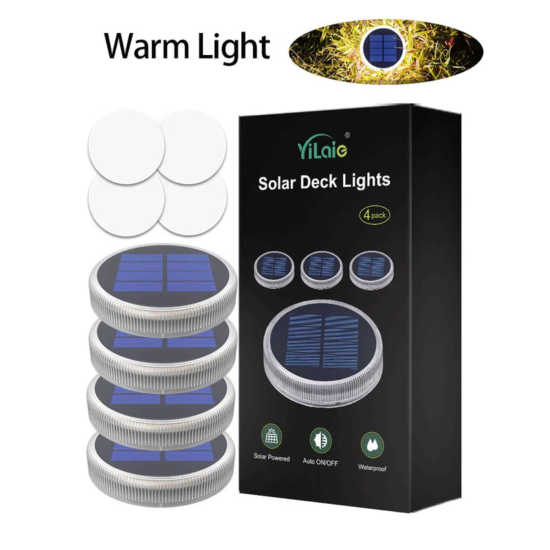 Solvix StepLights | 4er-Set Solar-Bodenleuchten | IP68 Wasserdicht | Klebemontage ohne Bohren | Für Garten, Terrasse & Wege