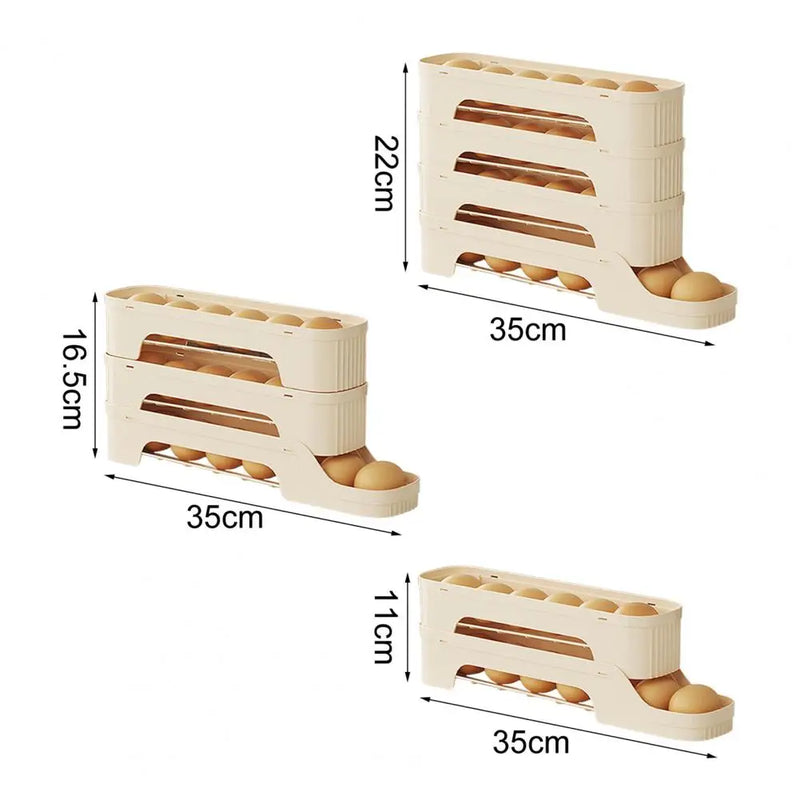 Eierbox RolloMaxx | 4-stöckiger Eier-Organizer | Platzsparend & Selbstrollend | Transparentes Design