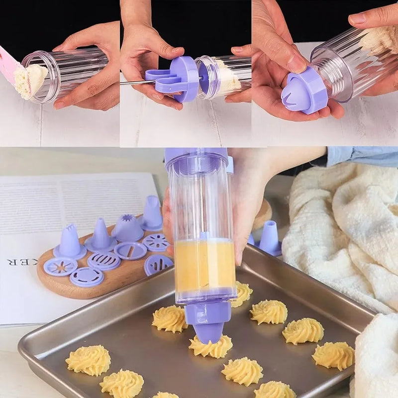 BackLia DelightPress Butterkeks-Presse & Spritzgebäck-Set | Mit Tüllen & Formen | Für Kekse, Sahne & Torten-Deko | Ergonomischer Griff