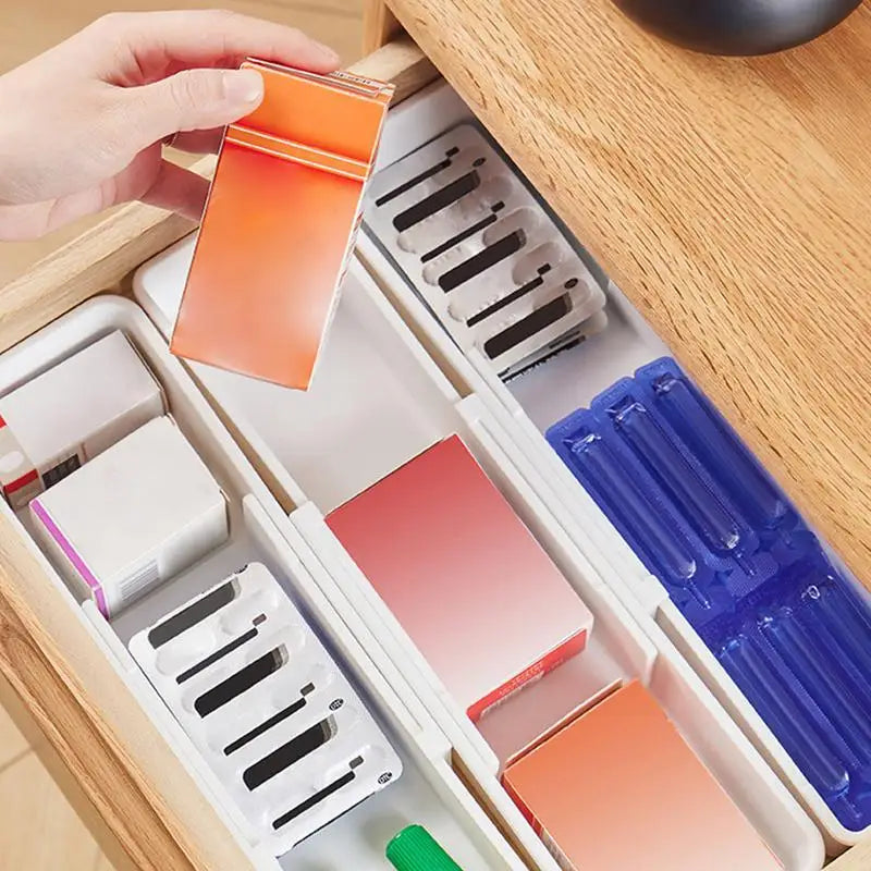FlexiSort Besteckkasten | Ausziehbarer Besteck-Organizer | Flexibel & Platzsparend | Weiß