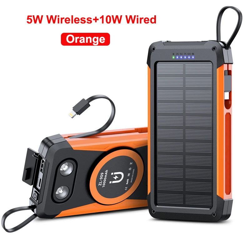 Voltaris MagCharge Solar Powerbank 10000mAh | Magnetisches Wireless Charging | 22,5W Schnellladefunktion | Mit Kabel & Taschenlampe | Für iPhone, Samsung & Co.