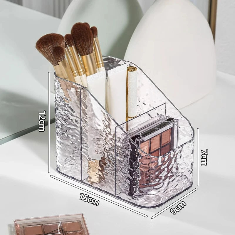 Make-up Organizer Box ClaryLux | Wasserwellen-Design | Großes Fassungsvermögen | Offene Trapezform