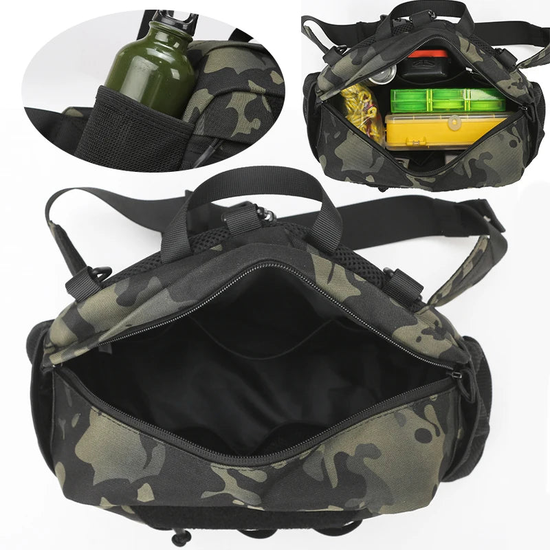 aktische Outdoor-Hüfttasche GearFlex Pro | 30 × 11 × 17 cm | Molle-System, Mehrfachtaschen & Tragekomfort | Für Angeln, Wandern & Camping