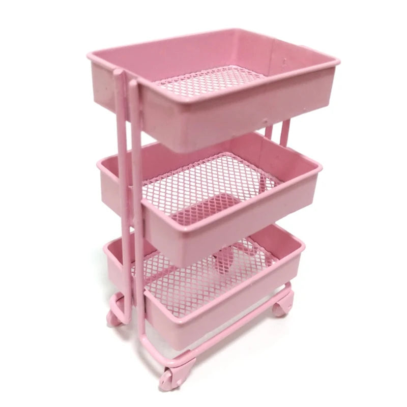 Mini-Regal TinyTrolley | Puppenhaus Deko mit Rollen | 3 Ebenen | Metall | Für Bücher & Accessoires
