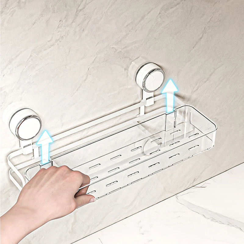 Wandregal mit Saugnapf | Ohne Bohren | Ablage für Bad & Küche | Multifunktional