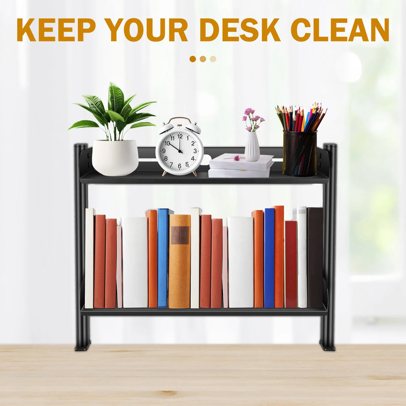 ClampRack Pro Zweistöckiges Schreibtischregal mit Klemme | Platzsparender Organizer | Höhenverstellbar & ohne Bohren | 44 × 39 × 15,5 cm