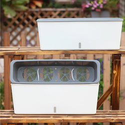 Floravio Pflanztopf mit Selbstbewässerung | Integrierter Wasserstandsanzeiger | Platzsparendes Dual-Design | 43,5x12x11 cm
