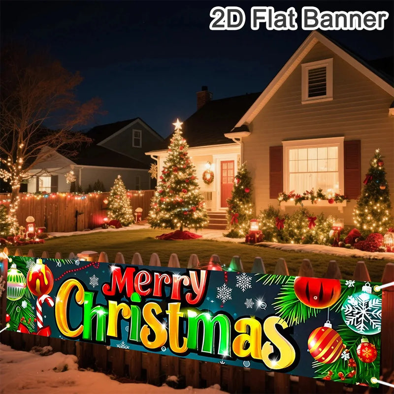 FestiJoy Weihnachts-Banner | Merry Christmas & Happy New Year 2025/2026 | Outdoor & Indoor Deko | Wetterfest & Wiederverwendbar