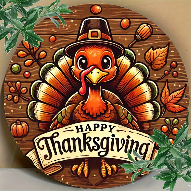 AutumnGlanz Wanddeko Herbst | Aluminium | Kürbis-, Blätter- & Truthahn-Motiv | Saisonales Wandbild