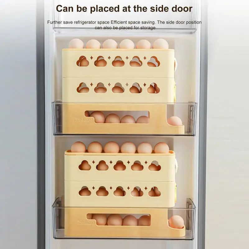 EggRoller Eierhalter für Kühlschrank | 3-stöckiger Roll-Organizer | Platzsparend & stoßsicher | Für bis zu 24 Eier | 33,3 × 7,1 × 23,5 cm