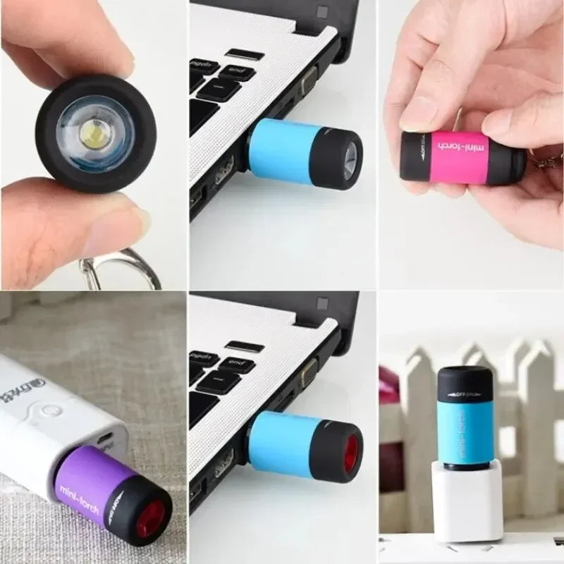 Luminexo Mini LED-Taschenlampe mit Schlüsselanhänger | USB-Aufladung | Wasserdicht & Ultraleicht | 5,2 × 2,1 cm