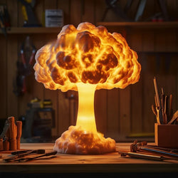 Tischlampe AtomicGlow | Atompilz-Design | Harz-Deko | USB-Anschluss | 3D Effekt