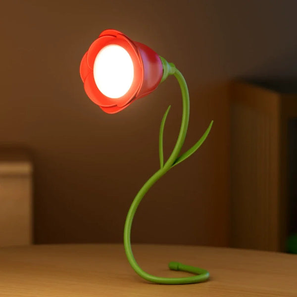Lunafleur | Wiederaufladbare LED Rosenlampe | Dimmbar & Flexibel | 3 Lichtfarben mit Helligkeitsspeicher | Kreatives Nachtlicht & Geschenkidee für Frauen