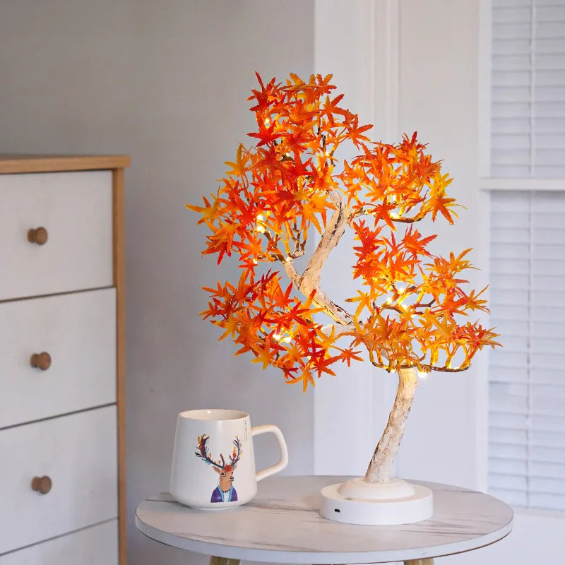 LED Ahornbaum Lampe | Deko Bonsai mit Lichtern | USB/Batterie | Herbst & Tischdeko