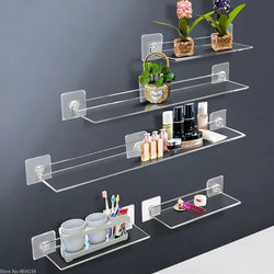 ClearEdge Living | Acryl Wandregal | Transparente Schweberegal für Bad, Küche & Wohnzimmer | 20–50 cm | Platzsparende Aufbewahrung