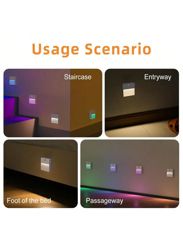 LumiStep | Nachtlicht mit Bewegungsmelder | Wiederaufladbar & Farbwechsel | Für Treppen, Flur & Schlafzimmer