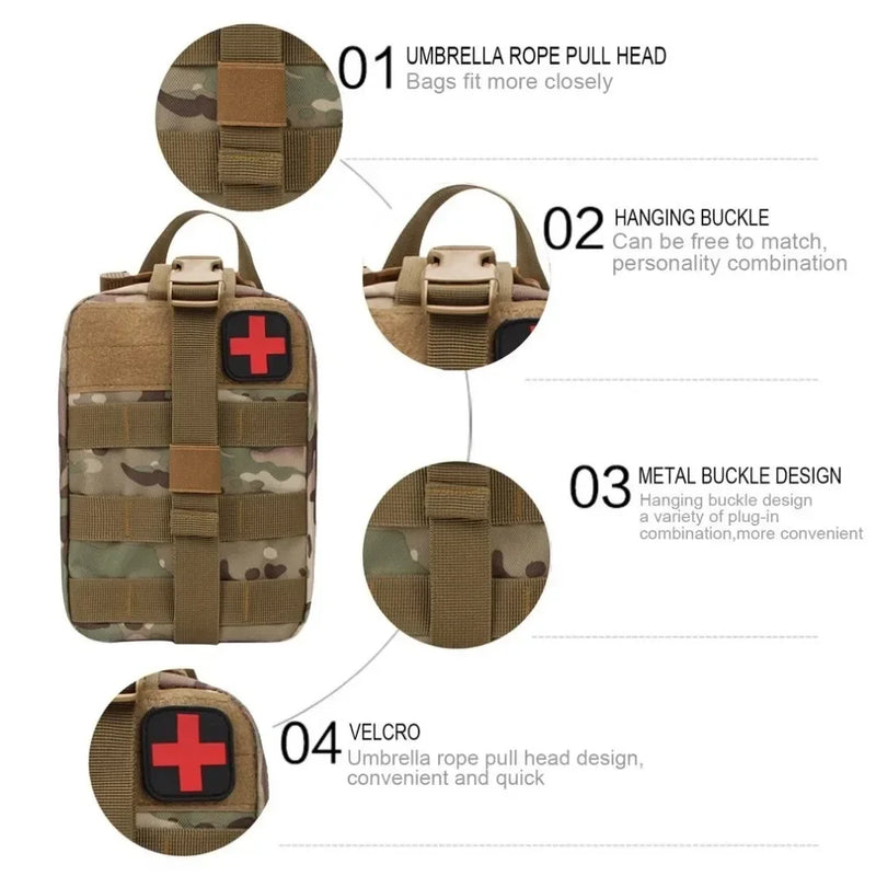 RescuePro Gear Taktische Erste-Hilfe-Tasche | Outdoor Survival & Notfall-Set | MOLLE-kompatibel | Größe L: 15 × 11 × 21 cm