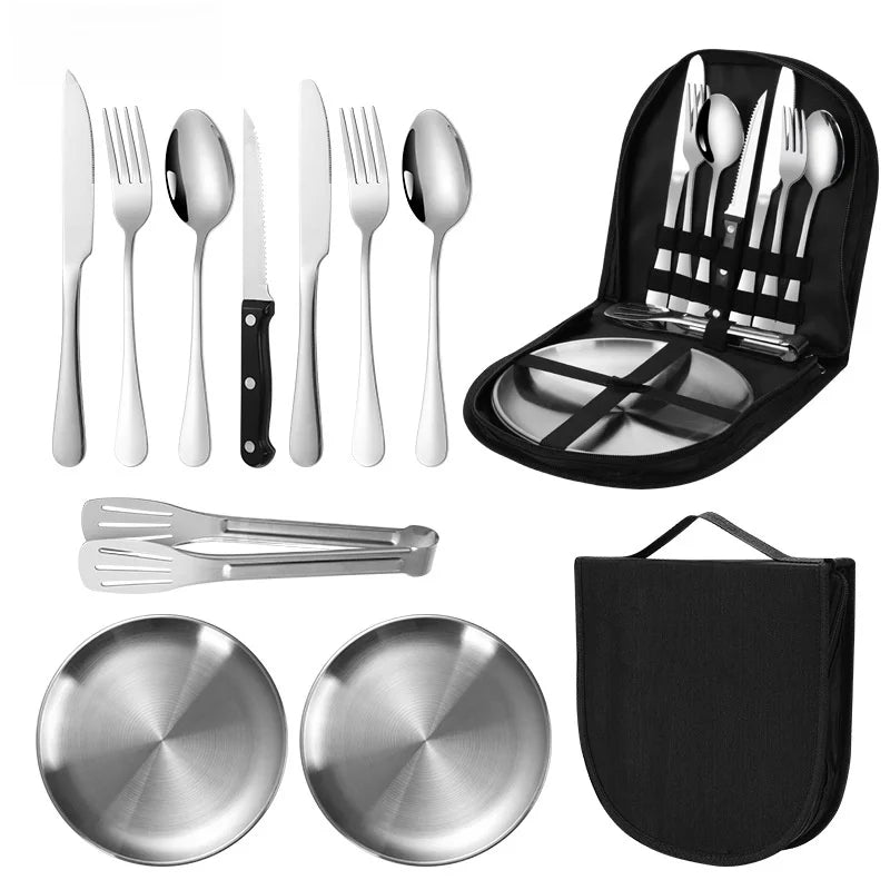 Camping Besteckset Silviora Gear | 10/20-teilig | Edelstahl | Für Outdoor, Picknick & Reisen