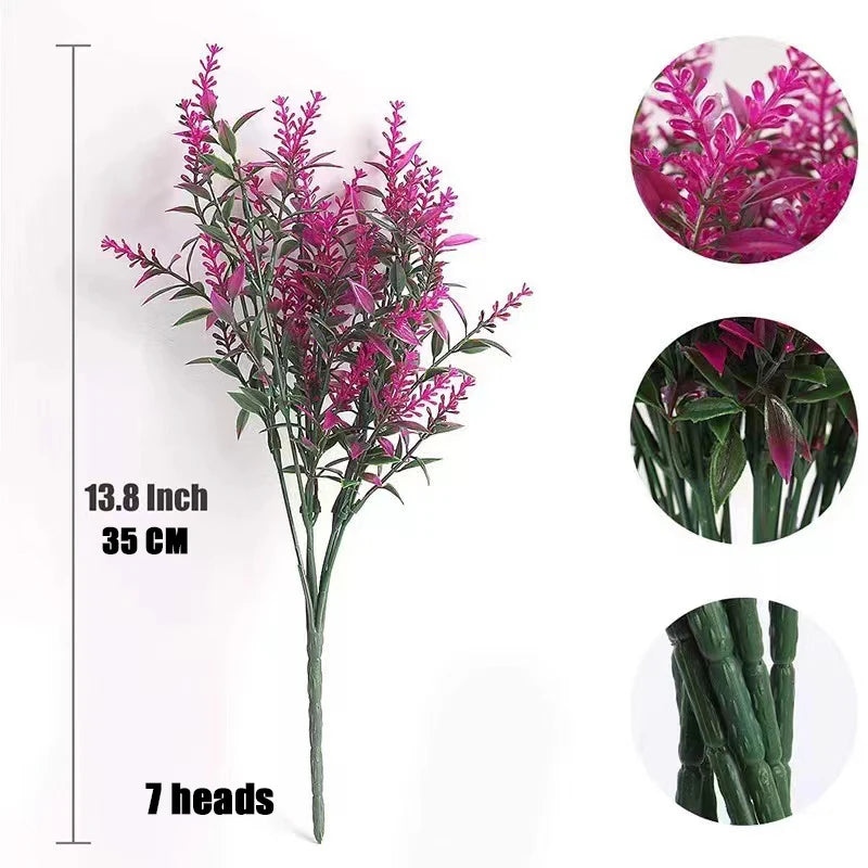LAVÉON Künstlicher Lavendelstrauß | 5-zweigig | Realistische Blüten & Blätter | 38 cm Höhe | Für Wohnraum, Balkon & Garten
