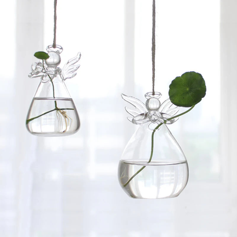 Seraphina | Engel Glasvase | Handgefertigt & Transparent | 8 x 5 cm | Deko & Hydrokultur