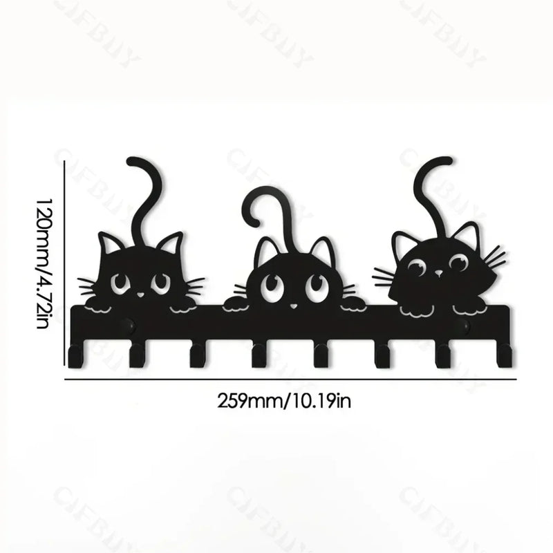 Schlüsselhalter CatHook | Wandhaken im Katzen-Design | Metall pulverbeschichtet