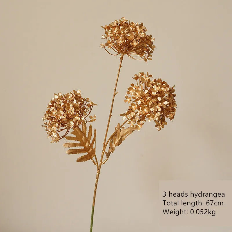 Aurivelle Gold Collection | Künstliche Palmen-, Ginkgo- & Eukalyptusblätter mit Rosen & Hortensien | Edle Dekoblumen für Hochzeit & Zuhause