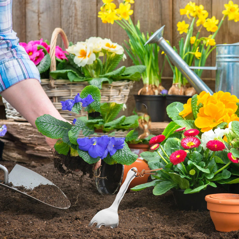 Floravix Mini Garten-Handrechen | Leicht & Robust | Für Jäten, Graben & Bodenauflockerung | 20,5 cm Länge